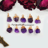 Natural Raw Amethyst Pendant Connectors, February Birthstone, Sold By Piece